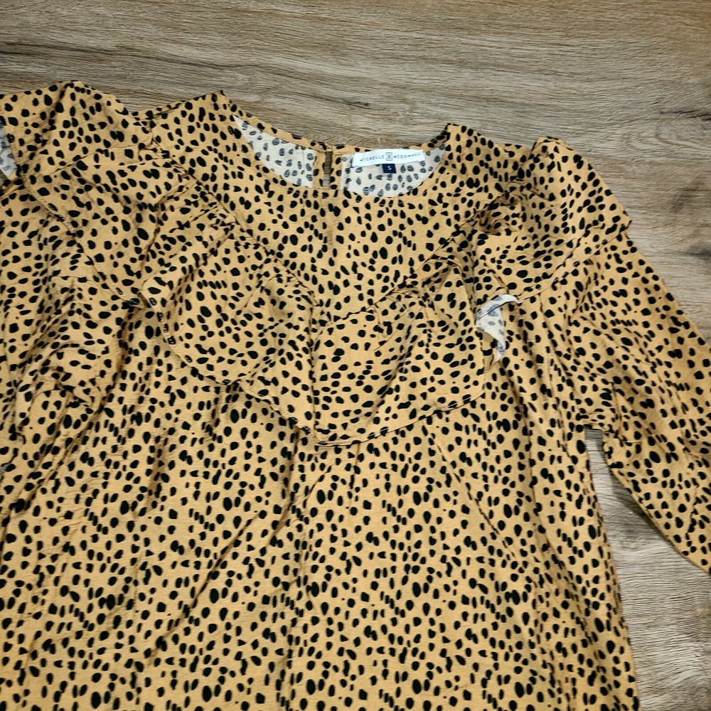 Michelle McDowell size S Animal print Ruffle Shift Dress Long sleeve - Picture 3 of 6